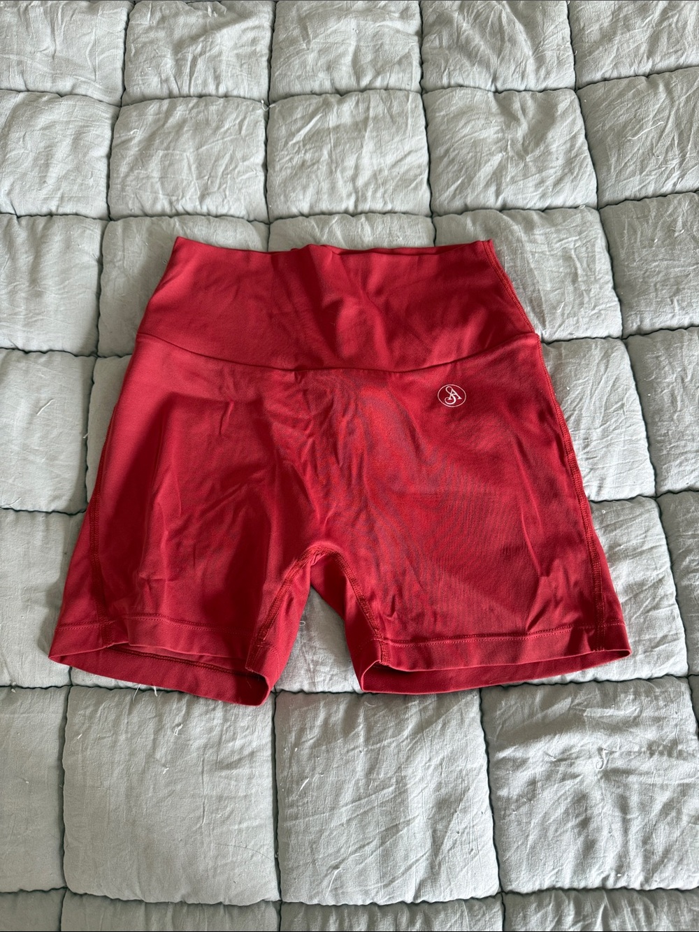 ALO Yoga Red High-Waist Bike Shorts